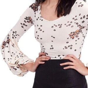 Free People Cream Floral Top